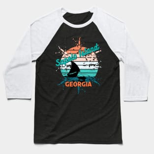 Sapelo Island Georgia Retro Vintage Sunset Baseball T-Shirt